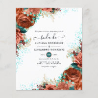 Spanish Coral and Teal Floral Wedding