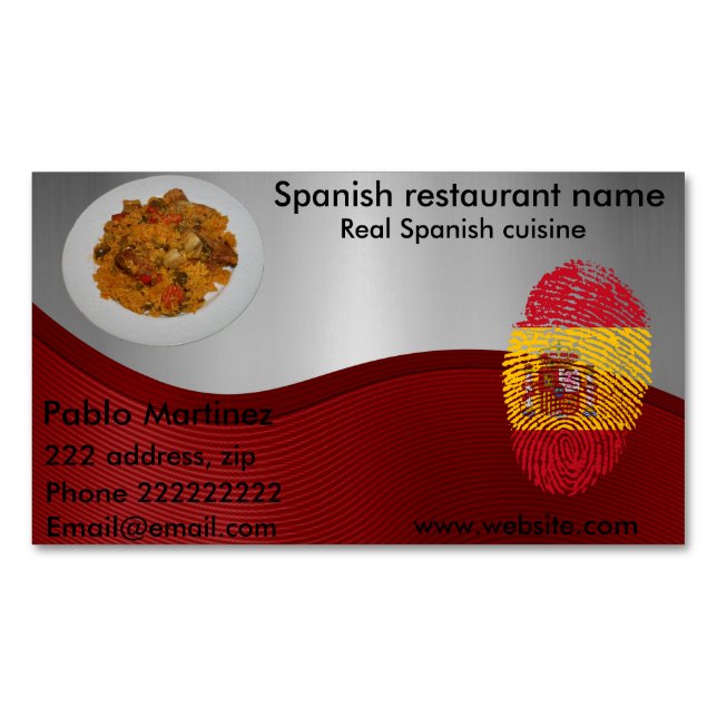 Spanish cuisine 	Magnetic business card (Front)