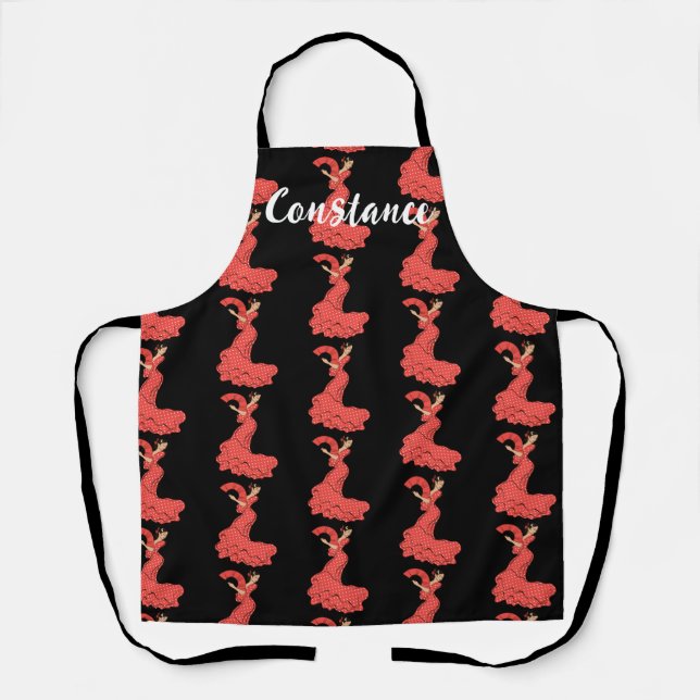 Spanish Dancer Flamenco Custom Name Apron (Front)