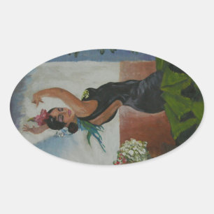 Spanish dancer oval sticker