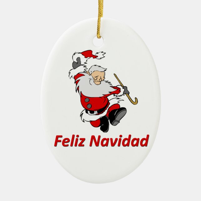 Spanish Dancing Santa Claus Ceramic Tree Decoration (Front)