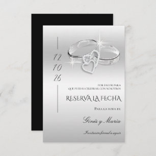 Spanish Decorative Glitzy Silver Wedding Rings  Save The Date