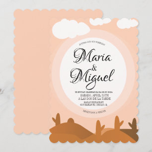 Spanish Desert Boda Cactus Sunrise Wedding Invitation