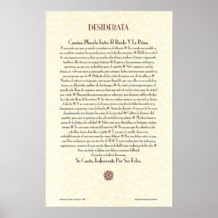 Spanish DESIDERATA Poster=Max Ehrmann=Parchment Poster