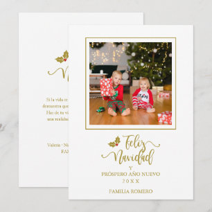 Spanish Dorado Minimalist Christmas Photo Family Holiday Card