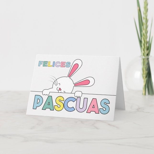 SPANISH Easter Bunny Pastel Hues Card (Front)