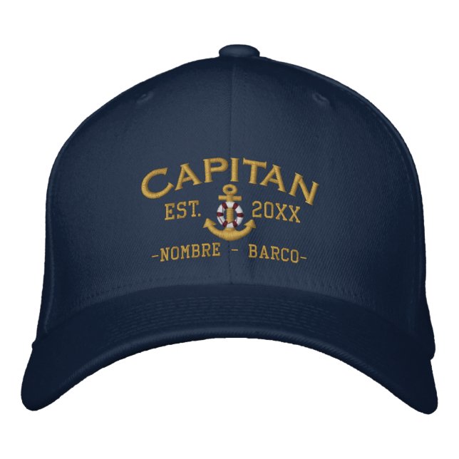 SPANISH El Capitan Captain Name and Year Embroidered Hat (Front)