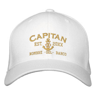 SPANISH El Capitan Year and Name in Golden Style Embroidered Hat
