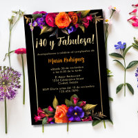 Spanish Elegant Bright Florals Black 40th Birthday