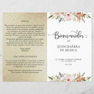 Spanish Elegant Champagne Gold Quinceañera Program