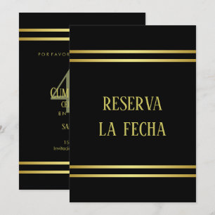 Spanish Elegant Masculine Gold & Black Birthday Save The Date