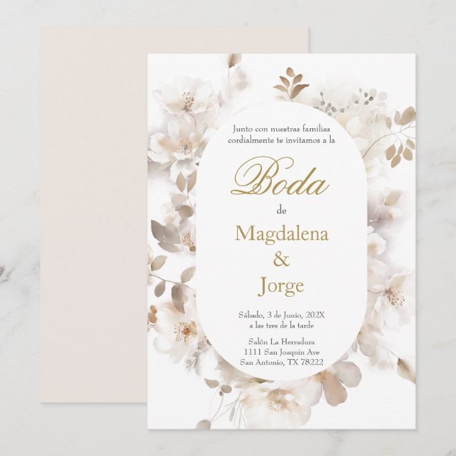 Spanish Elegant Wedding invitation (Front/Back)