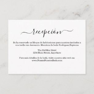 Spanish Elegante Bianco Y Negro Boda Information  Enclosure Card