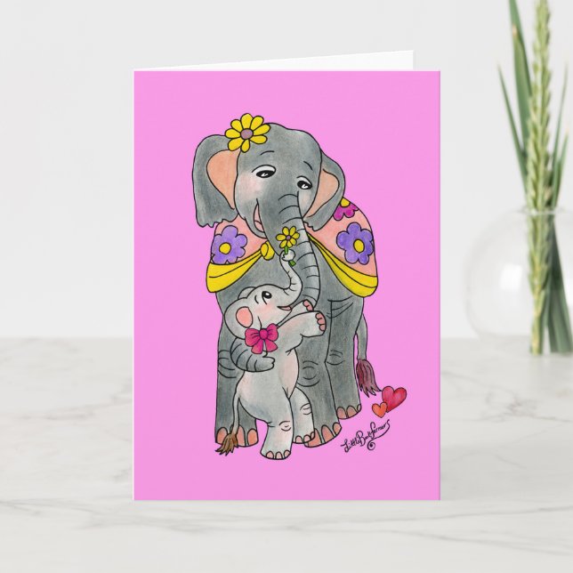  Spanish Elephant Mother and Daughter Mother’s Day Announcement (Front)