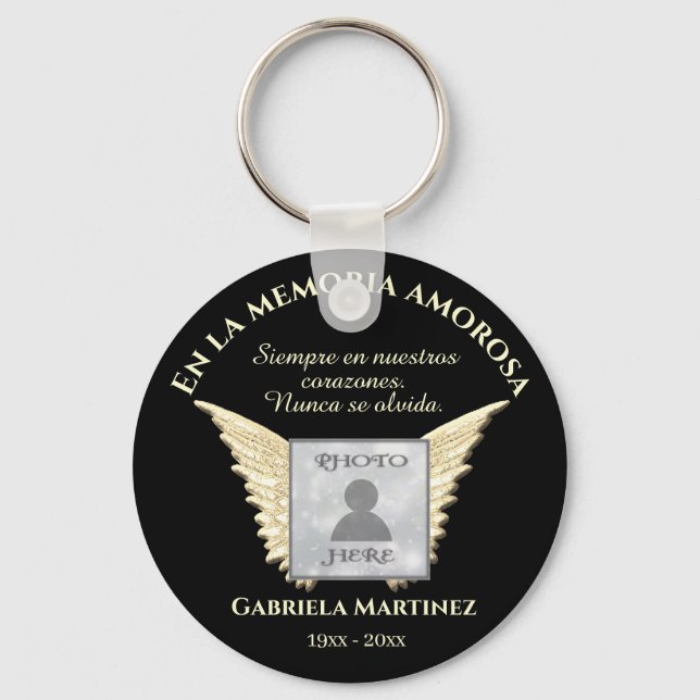 SPANISH En memoria amorosa foto memorial Key Ring (Front)