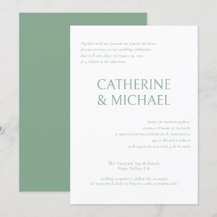 Spanish English Bilingual Elegant Classic Wedding Invitation