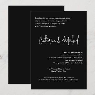 Spanish English Bilingual Elegant Classic Wedding Invitation