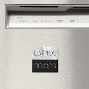 Spanish Español Faux Marble Clean Dirty Dishwasher Magnet