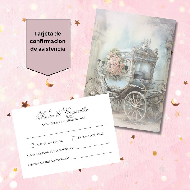 Spanish Fairy Tale Wedding White RSVP Card (Creator Uploaded)