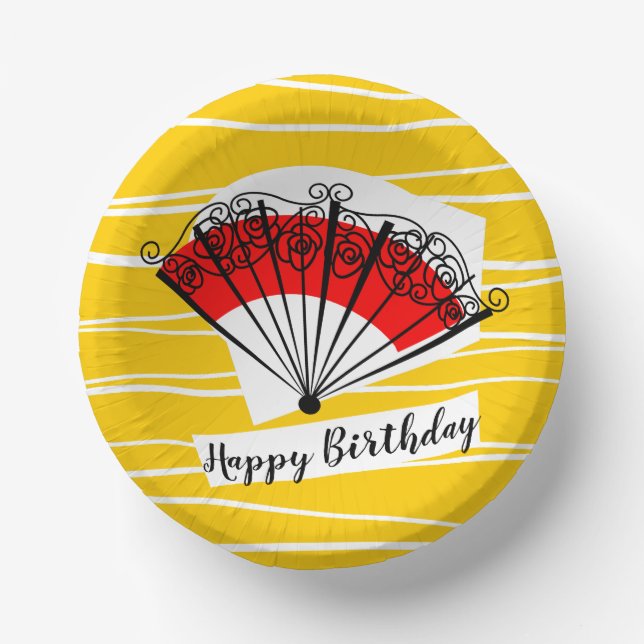 Spanish Fan Birthday  Paper Plate (Front)