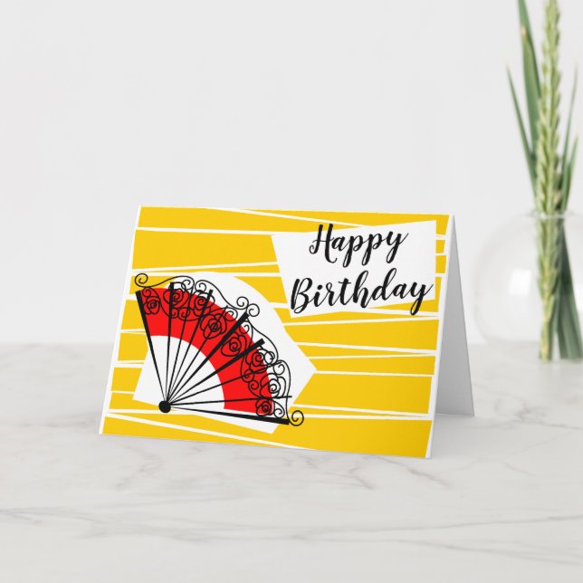 Spanish Fan Birthday Text landscape Card (Front)