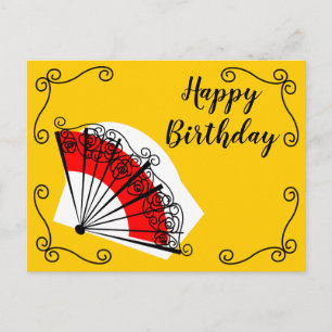 Spanish Fan Corners Birthday landscape Postcard