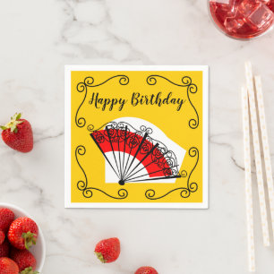 Spanish Fan Corners Birthday paper napkin