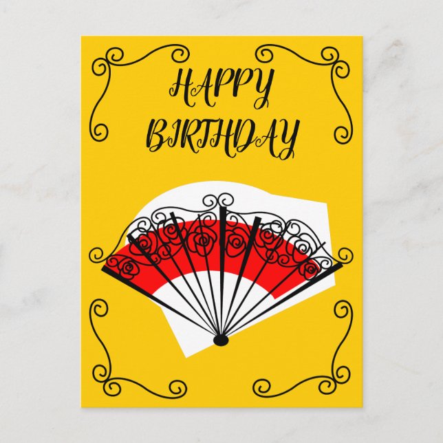 Spanish Fan Corners Birthday vertical Postcard (Front)