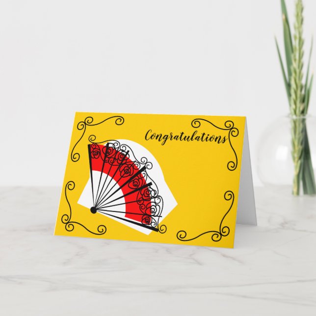 Spanish Fan Corners Congratulations landscape Card (Front)