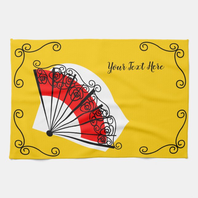 Spanish Fan Corners Text kitchen towel (Horizontal)