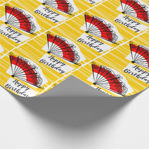 Spanish Fan Happy Birthday wrapping paper