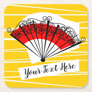 Spanish Fan Text coaster square