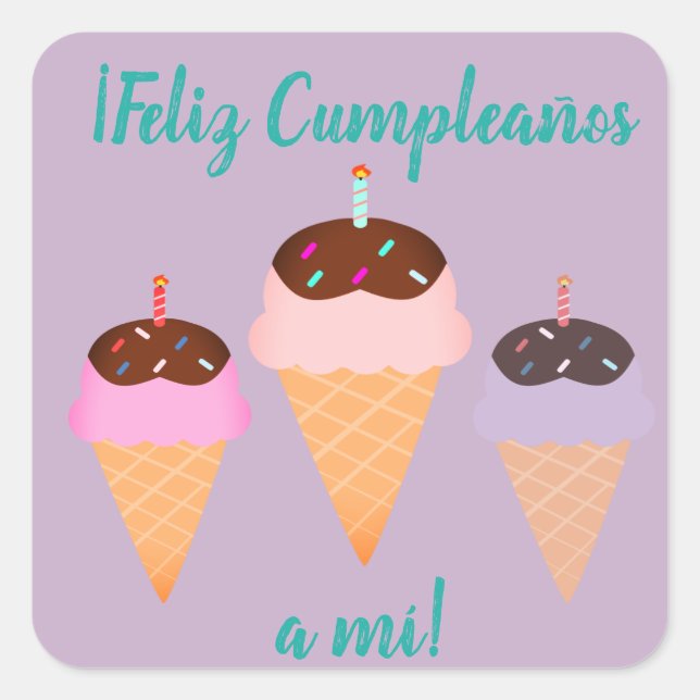 Spanish "Feliz cumpleaños," Happy Birthday Sticker (Front)