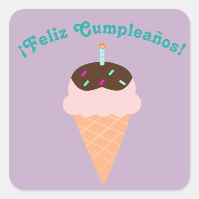 Spanish "Feliz cumpleaños," Happy Birthday Sticker (Front)