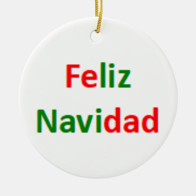 spanish feliz navidad ceramic tree decoration (Front)