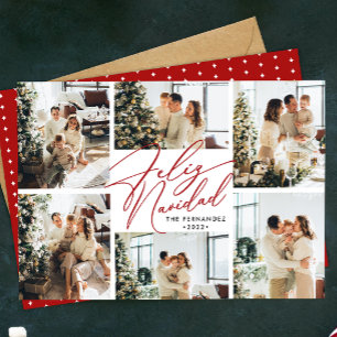 Spanish Feliz Navidad Photo Collage  Holiday Card