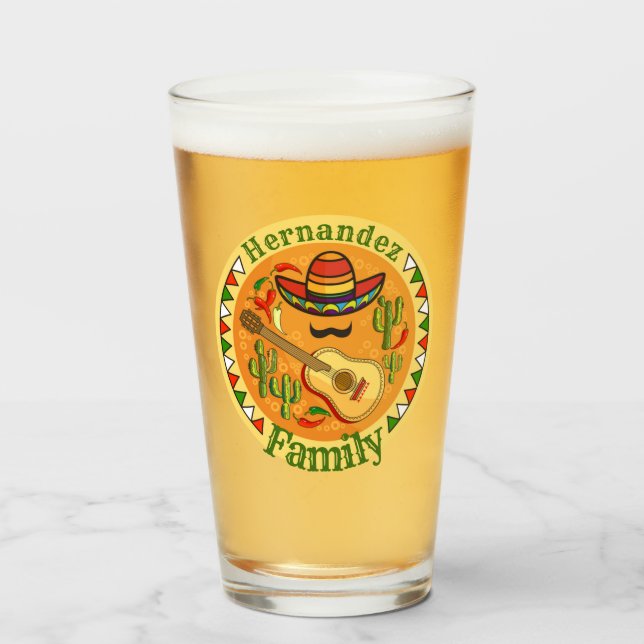 Spanish Fiesta Personalised NAME Fun Cinco De Mayo Glass (Front Filled)