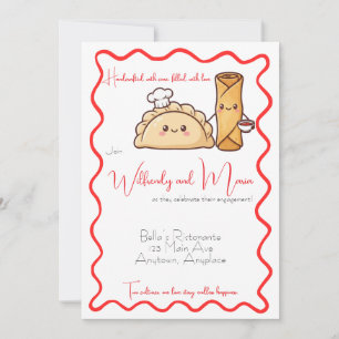 Spanish Filipino Empanada & Lumpia Food Engagement Invitation
