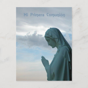 Spanish First Communion Invitation. Lady Praying Postcard