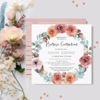 Spanish, First Communion Rose Gold Blush Floral