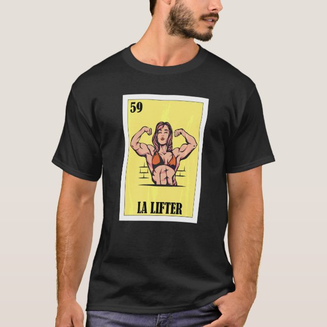 Spanish Fitness Lottery Design  Mexican Bingo La L T-Shirt (Front)