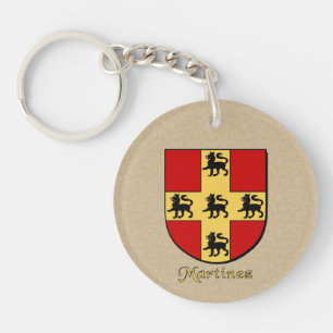 Spanish Flag and Martinez Historical Shield Key Ring