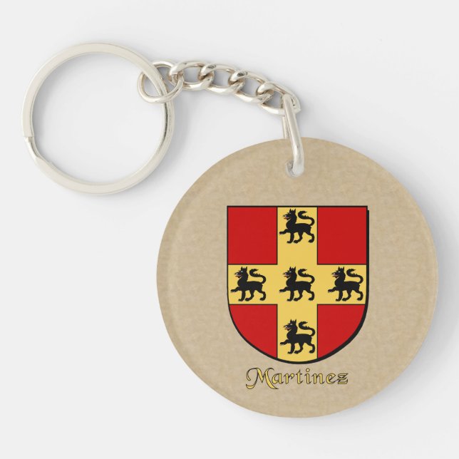 Spanish Flag and Martinez Historical Shield Key Ring (Front)