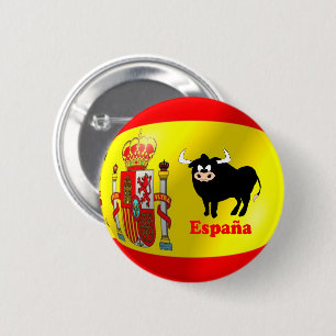 Spanish Flag Black Bull 6 Cm Round Badge