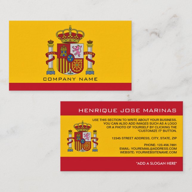 Spanish Flag Coat of Arms, Flag of Spain Business Card (Front/Back)