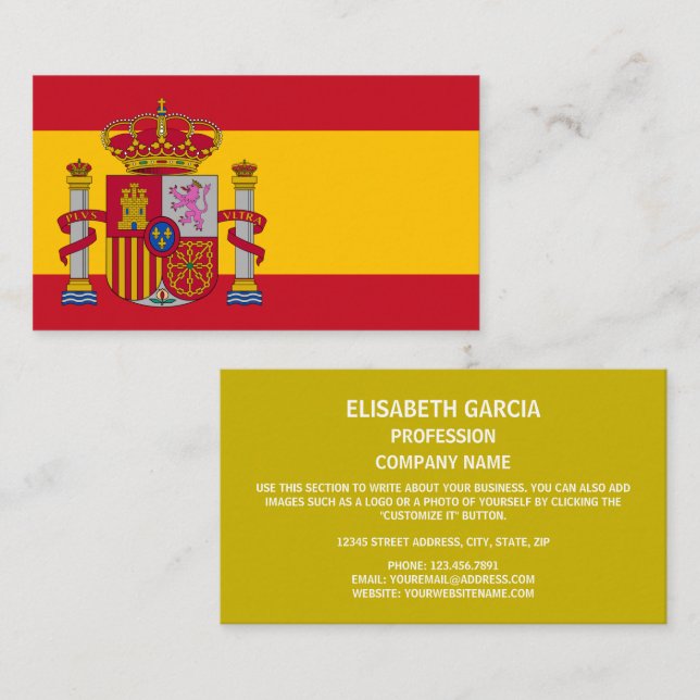 Spanish Flag & Coat of Arms, Flag of Spain Business Card (Front/Back)