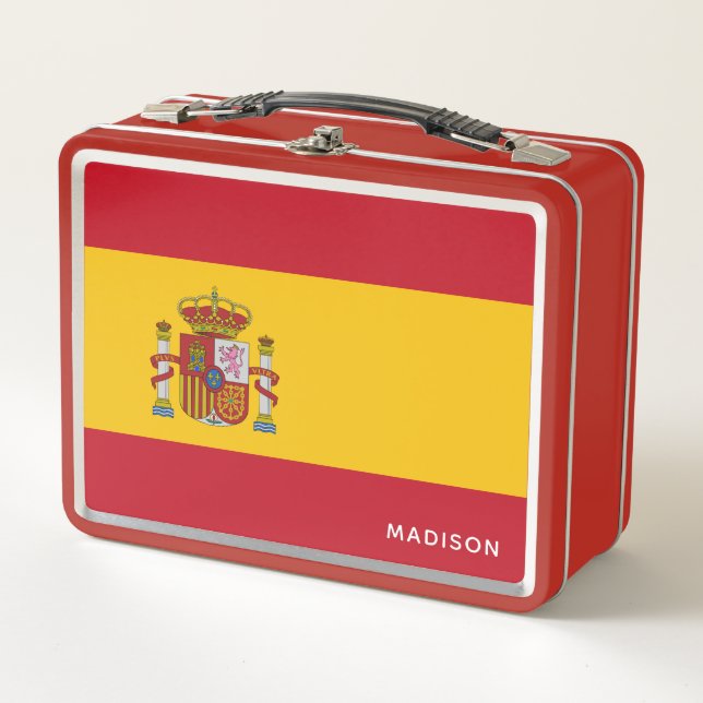 Spanish Flag custom name lunch box (Front)