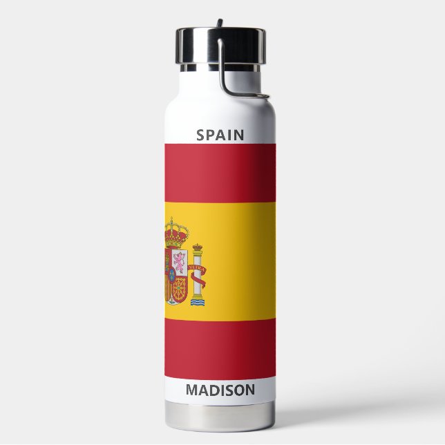 Spanish Flag Custom Name & Text Water Bottle (Left)