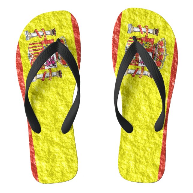 Spanish Flag Design Flip Flops (Footbed)