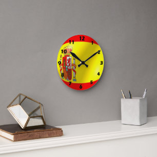 Spanish Flag Design Round Clock